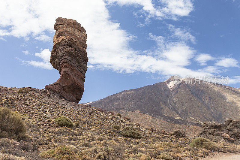 Roque Cinchado与Teide山的背景